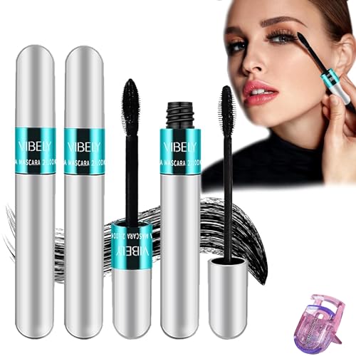 FalconX 3 Pack Vibely Mascara +1 Eyelash Curler 5X Longer Waterproof