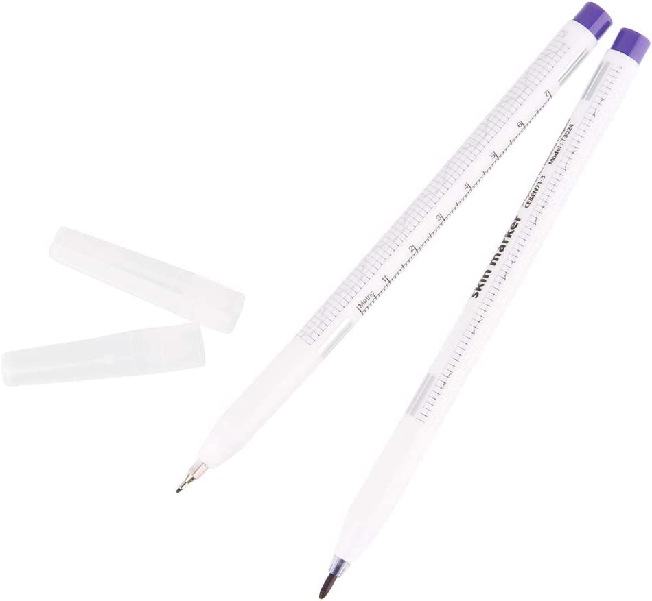Beauty7 Eyebrow Tattoo Pen 0.5mm/1mm Piercing Tip Skin Markers with Ruler