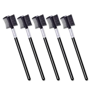 LookSeven Eyelash Comb and Eyebrow Brush Set, Lightweight Steel & ABS, Double Head Design