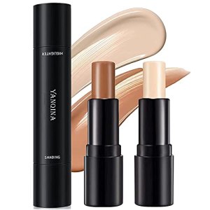 Upgrade Contour Stick 2-in-1 Cream Bronzer Longlasting Face Body Makeup Ivory+Dark Brown