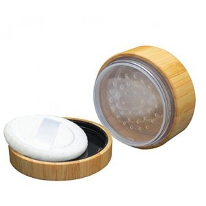 Portable Environmental Bamboo DIY Make up Loose Powder Jar Container Case with Sponge Powder Puff and Sifter 30ml 1oz