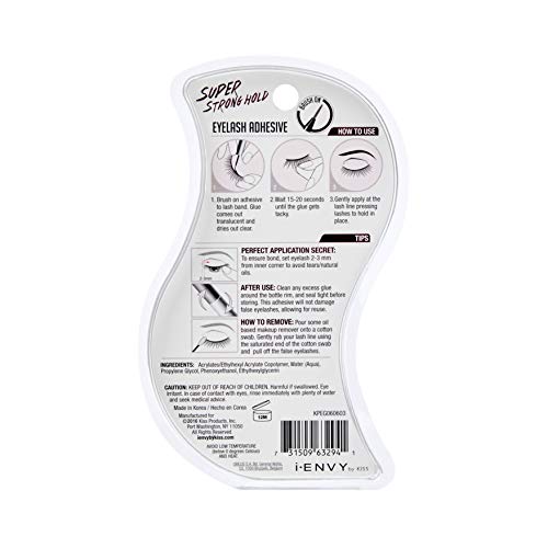 iENVY by Kiss Super Strong Hold Eyelash Adhesive (Clear) 6 Pack Waterproof Sweat Proof Formaldehyde Free Latex Free - Image 3