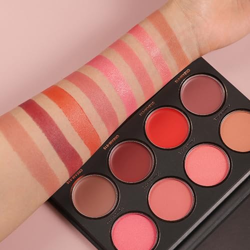 8 Shades Blush Palette, Contour Highlight Matte Blush Powder - Image 4