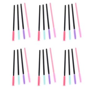 LEORX 200pcs Silicone Eyelash Brushes Disposable Mascara Applicator Wands for Lash Extensions (Colorful)
