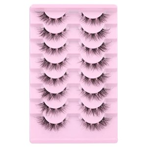 Half Lashes Natural Looking Cat Eye Lashes Accent Eyelashes Multi-layers Wispy Fluffy 3D Curly False Lashes Pack by Mavphnee 8 count (Pack of 1)