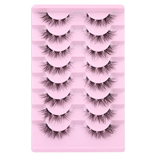 Half Lashes Natural Looking Cat Eye Lashes Accent Eyelashes Multi-layers Wispy Fluffy 3D Curly False Lashes Pack by Mavphnee 8 count (Pack of 1)