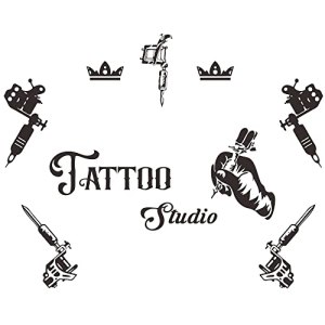 Tattoo Studio Decor, Tools Wall Stickers, Mural Tattoos, 39"x31" JWH167 (Black)