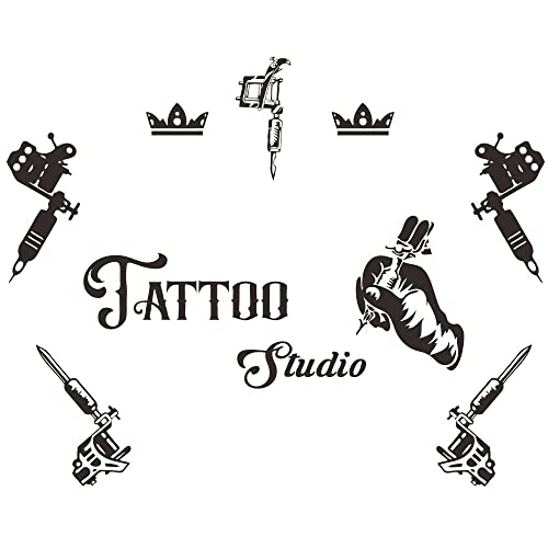 Tattoo Studio Decor, Tools Wall Stickers, Mural Tattoos, 39"x31" JWH167 (Black)