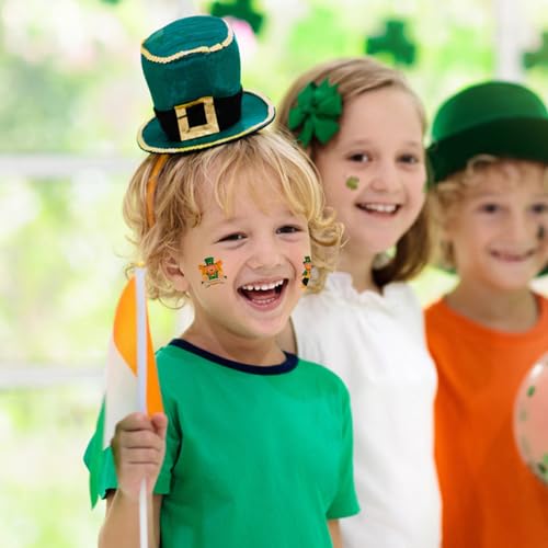 St Patricks Day Tattoos for Kids, Adults - 20 Sheets Shamrock Clover Face Stickers - Image 3