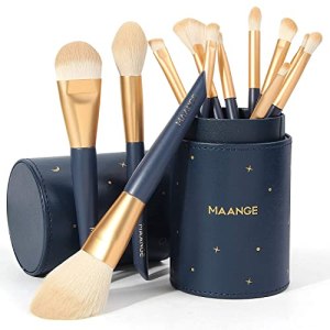 Makeup Brushes MAANGE 12 Pcs With Holder Premium Synthetic for Powder Foundation Blush