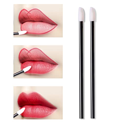 Loobas 200 PCS Disposable Lip Brush Wands, Black, Lint Free, Makeup - Image 2