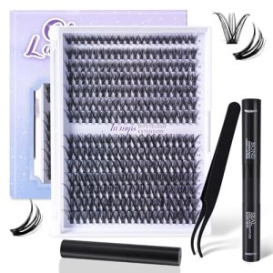 DIY Lash Extension Kit, 280pcs Mix Lash Lift Individual Lashes Cluster Eyelash Extension False Eyelashes, Manga and Wispy Lash Clusters (40D)