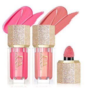 U-Shinein 2 Colors Liquid Blush, 3-In-1 Shake Cream Blush, 2Pcs Multi-use Long-Lasting Blush for Cheeks, Eyes and Lip Tint