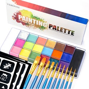 Halloween Face Body Paint Palette 20 Colors Non Toxic Professional SFX Cosplay Makeup Set with Brushes