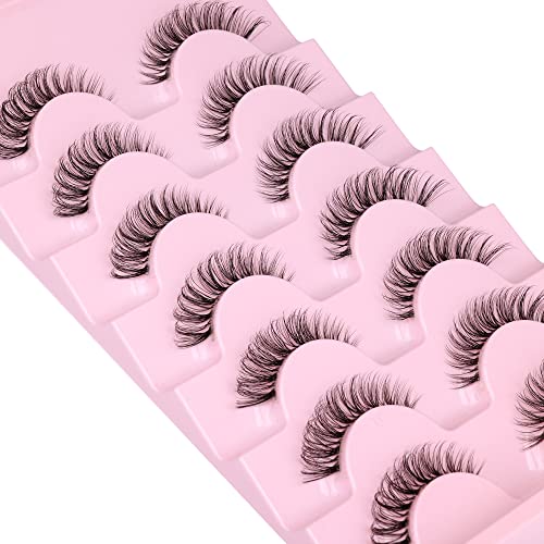 JIMIRE Faux Mink Eyelashes Russian Strip Natural Look Wispy Light 13MM 7 Pairs - Image 6