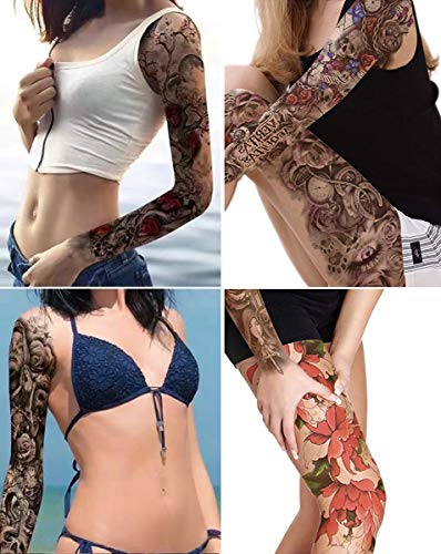 Full Arm Half Arm Tattoo Stickers, Floral For Woman, 17 Sheets, Non-toxic, Rapid Remove - Image 3