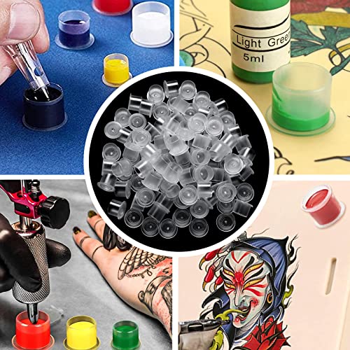 Tattoo Ink Caps Cups with Base - Yuelong 300PCS Tattoo Ink Cups Mixed Size #11 Small #14 Medium #17 Large for Tattoo Supply - Image 3