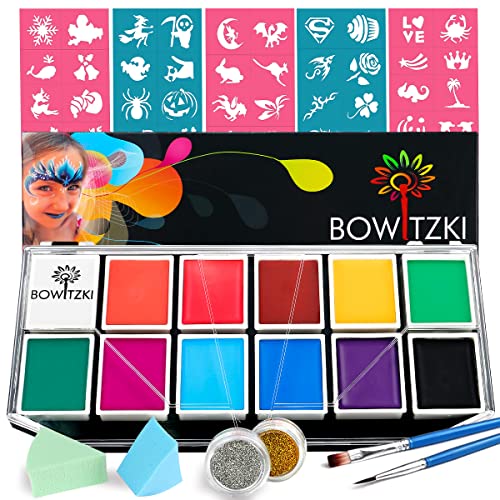 Face Paint Kit, Bowitzki 12 Vibrant Colors Non Toxic