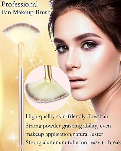 Champagne Facial Brushes, Blush Highlighting, Loose Powder, Fan Mask, Soft Applicator Tools - Image 13