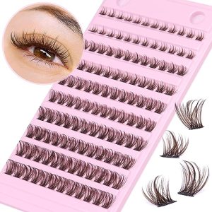 Brown Lash Clusters DIY Eyelash Extension 8~16MM Natural Look Wispy Individual Lashes