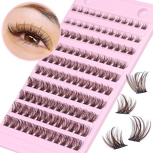 Brown Lash Clusters DIY Eyelash Extension 8~16MM Natural Look Wispy Individual Lashes