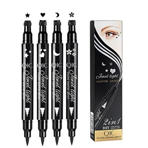4 PCS Double Head Waterproof Eyeliner Stamp Pen Black