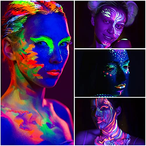 UV Glow Blacklight Neon Face and Body Paint, 8 Tubes 0.84oz - Image 4