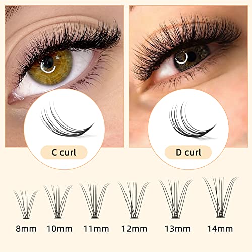 QUEWEL 240Pcs 10D+20D D Curl Mix8-14mm Lash Extensions Clusters Soft&Natural False Eyelashes Individual - Image 3