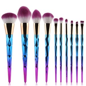 Professional Rose Gold Unicorn Makeup Brush Set 10 Pcs Blue