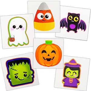 144 Pcs Halloween Tattoos for Kids Bulk Non-Toxic 2" Stickers Face Body