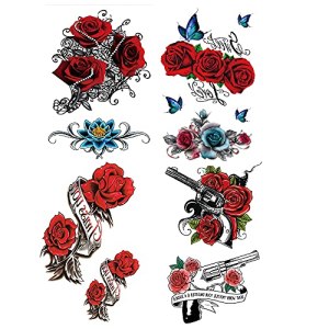 Temporary Tattoo Sticker Rose Flowers Waterproof Body Art Long Lasting Makeup