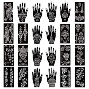 XMASIR 24 Sheets Henna Tattoo Stencil Kit, Self Adhesive Indian Arabian Tattoo Sticker