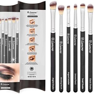 Lamora 7 Piece Eyeshadow Brush Set - Blending Crease Kit - Pencil, Shader, Tapered, Definer - Vegan & Travel-Friendly
