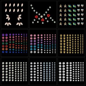 KAPASKI Rhinestone Face Jewels Stickers Rainbow Festival Accessory
