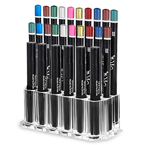HBlife Acrylic Makeup Organizer, 26 Slots - Clear, Eyeliner & Lip Liner Holder
