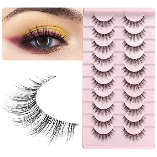 Lashes Wispy False Eyelashes Natural Look 3D Mink Eye Lashes Pack (A10-14mm) 10 Pair - Image 36