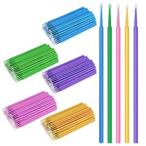 500 PCS Disposable Micro Applicator Brush Bendable Makeup Brush Mascara Brush for Eyelash Extensions, 5 Colors