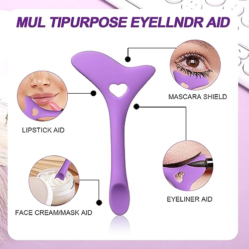 2pcs Silicone Eyeliner Aid Stencils and Fine Angled Eyeliner Brush Set, Purple, LUTER - Image 2