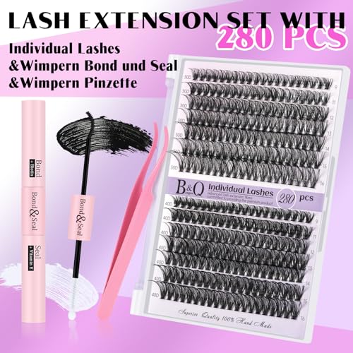 Lash Clusters 280 Pcs 40D-0.07D-9-15MIX B&Q LASH Individual Lashes C D Curl Eyelash Clusters Soft Volume - Image 26