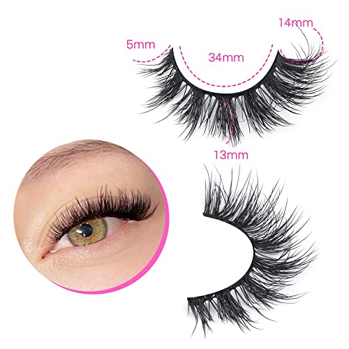 Lashes Wispy False Eyelashes Natural Look 3D Mink Eye Lashes Pack (A10-14mm) 10 Pair - Image 3