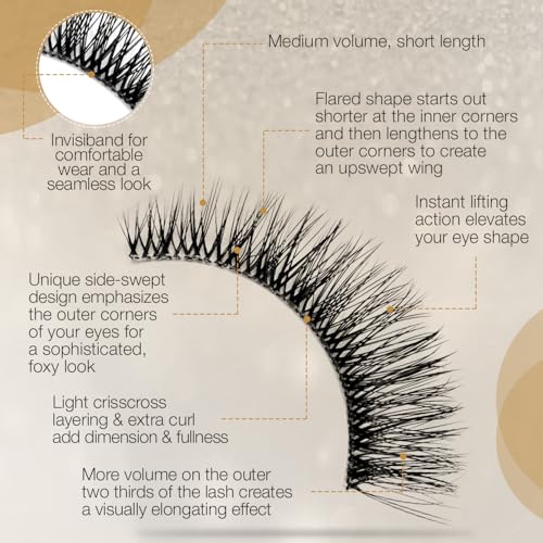 Insta-Lift False Lashes Wishful Ardell - Enhances Eye Shape, Fierce Fox Eye Look - Image 3