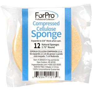 Pro Compressed Sponge, Yellow, Round, 2.75 Inch, 12 Count, Spa Grade