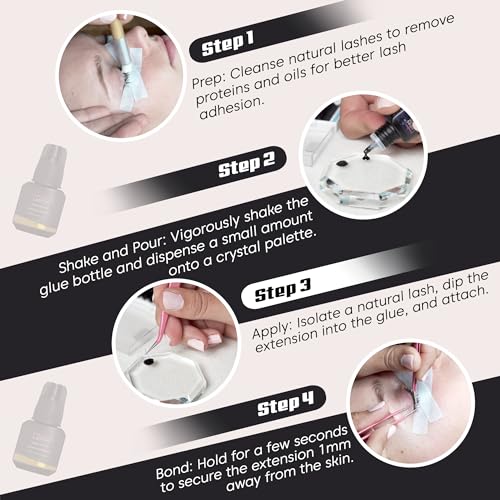 Eyelash Extension Glue Extra Strong Professional Lash Glue 6-7 Week Retention 5ml - Image 2