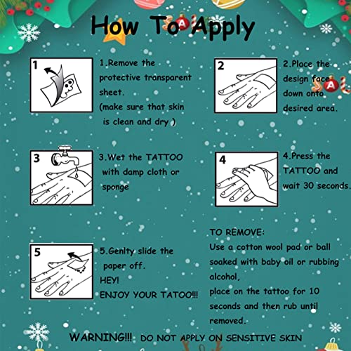 CHARLENT 148 PCS Christmas Temporary Tattoos for Kids Xmas Individual Tattoos Stocking Stuffer - Image 4