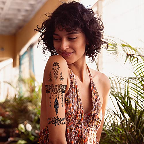 Aresvns Classic Flower Style Premium Temporary Tattoos 4 Sheets Waterproof and Long-Lasting - Image 2