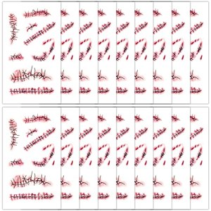 AIEX 20 Sheets Halloween Temporary Tattoo stickers, Waterproof Blood Scar Horror for Kids Adults