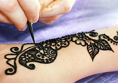 India Painting Tattoo Paste Cone, Black Body-Painted Stickers, 24 Free Stencil - Image 4