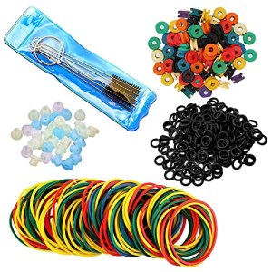 Tattoo Machine Parts - WZPB 100 Tattoo Rubber Bands 100 Tattoo O-Rings 100 Tattoo Needles Grommets 100 Tattoo Rubber Pad and 1 Tattoo Cleaning Brush Set