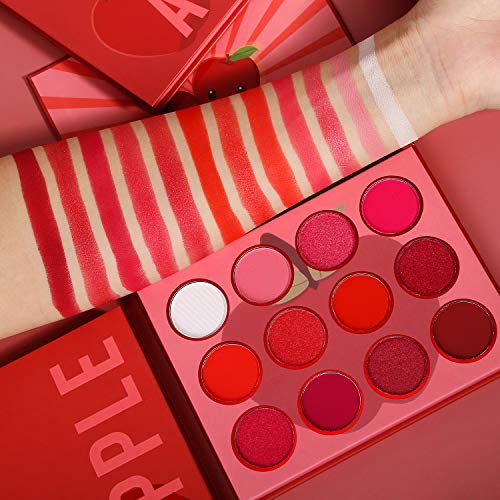 Red Pink Eyeshadow Palette, DE’LANCI Professional Matte Shimmer High Pigmented 12 Colors Eye Shadow Makeup Pallet - Image 4