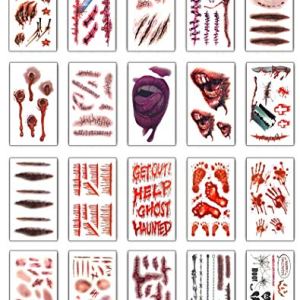 Yusongirl Halloween Temporary Tattoos Sticker Fake Bloody Wound Stitch Scars Face Body Stickers